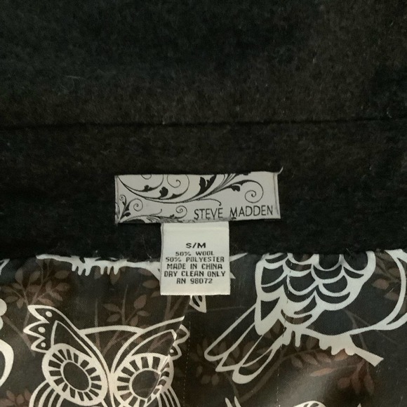 Steve Madden Wool Blend Owl Lined Cape Size S/M - Picture 5 of 6